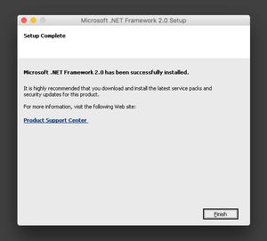 CrossOver: .NET Framework 2 Installation abgeschlossen