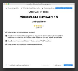 CrossOver: Installation starten